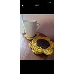 Yellow crochet flower coasters